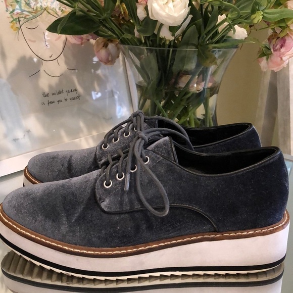 Shellys London Dark Grey Velvet Platform Shoes, size 5.5 - Picture 5 of 7